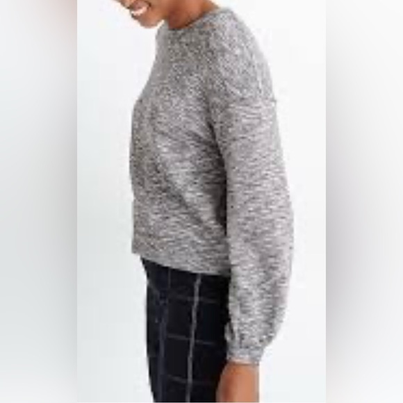NEW Madewell Textured Balloon Sleeve Crew Neck Gray Sweatshirt Size Small - Picture 3 of 5